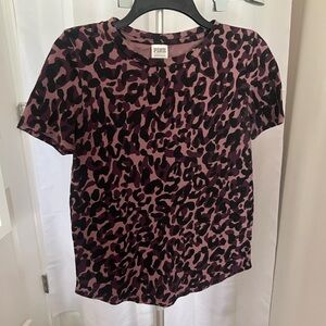 Victoria Secret Burgundy Leopard Print Short Sleeve T Shirt Size XS NWOT